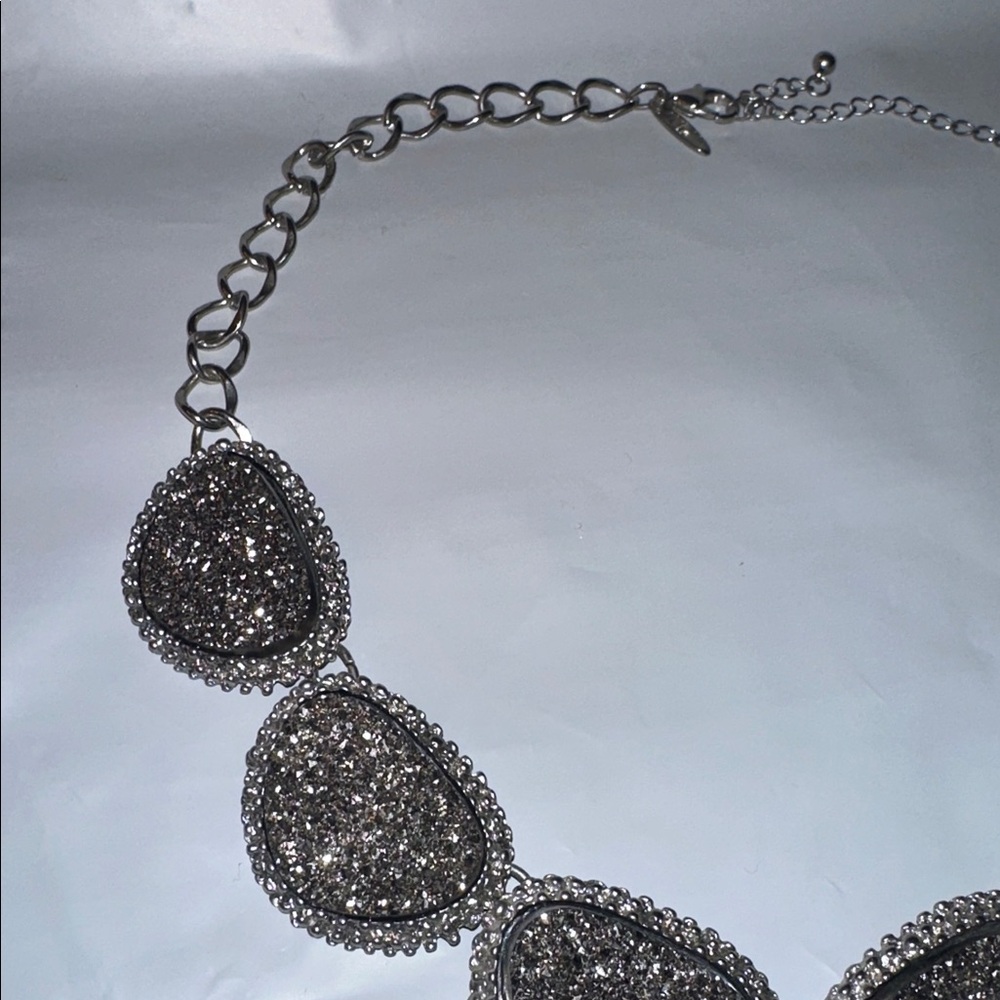 WITH EARRINGS! New York & Company Silver Glitter Necklace
